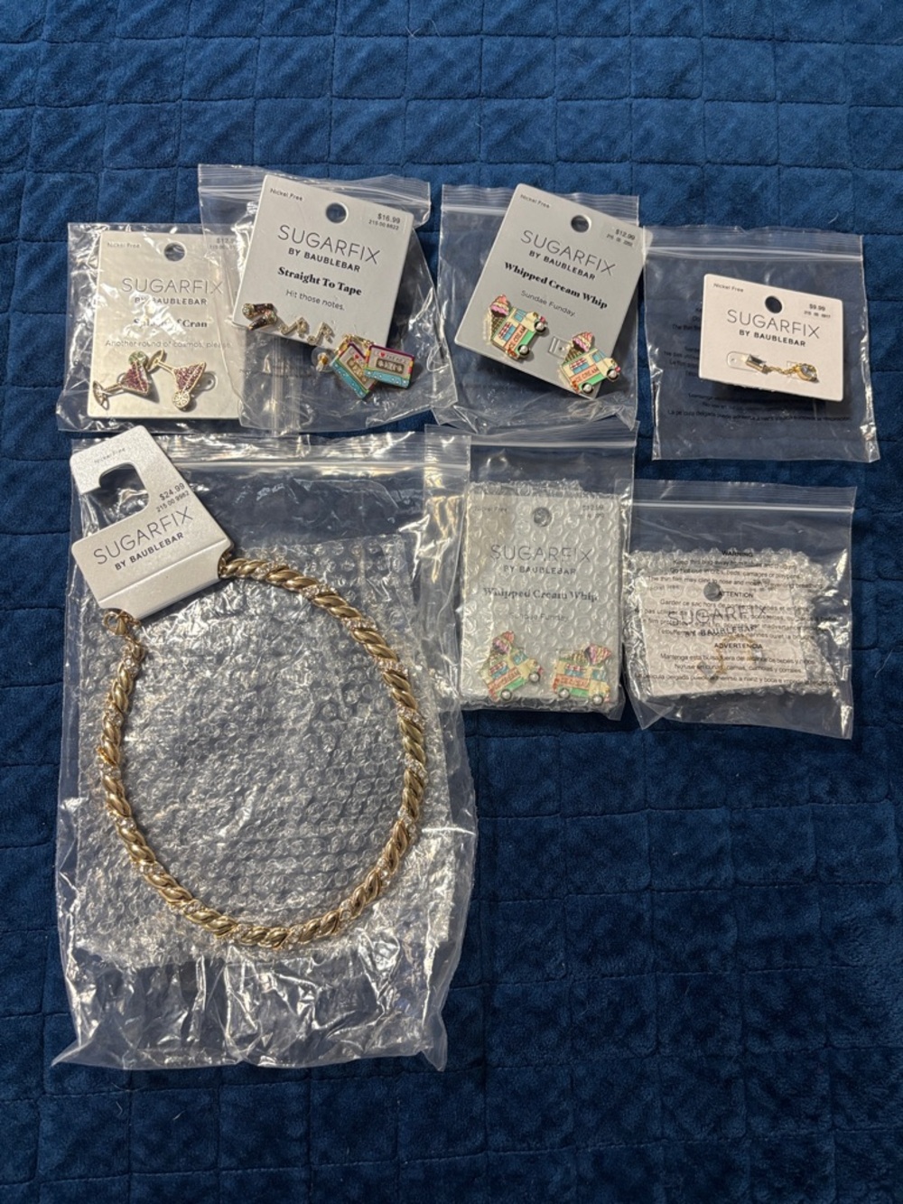 Sugarfix Gold Braided Necklace and Multicolor Enamel Stud Earrings Set